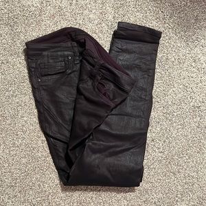 Joe’s Jeans wax coated purple skinny jeans